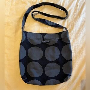 Marimekko Black and Gray Large Dot Canvas Crossbody Bag